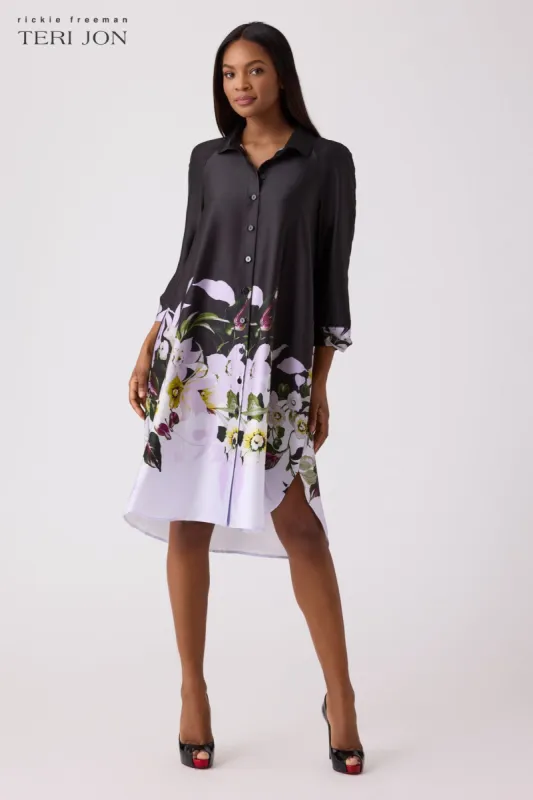 Button-Up Twill Print Dress sold by Teri Jon