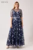 Embroidered Lace Illusion Gown With Elbow Sleeves sold by Teri Jon