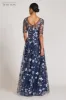 Embroidered Lace Illusion Gown With Elbow Sleeves sold by Teri Jon