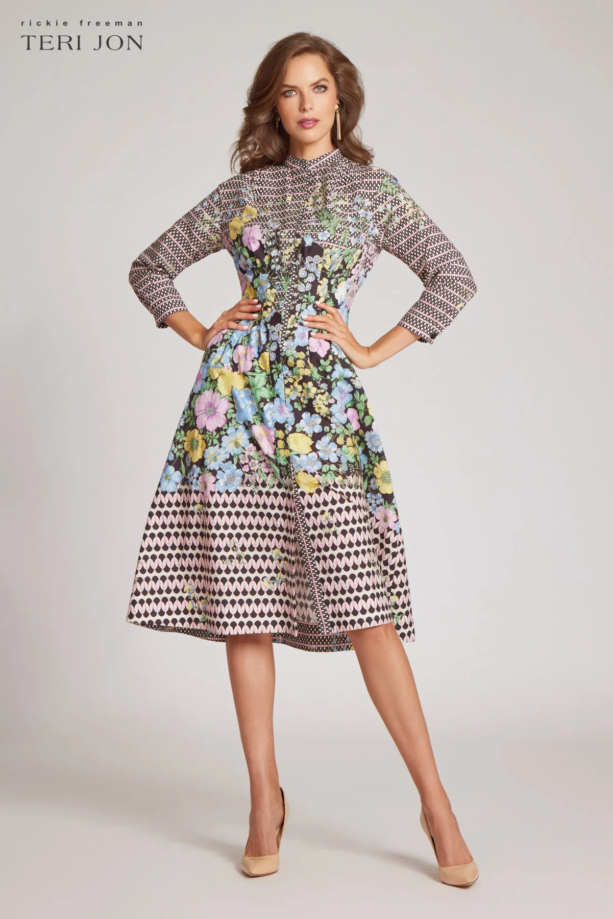 Cotton Floral Border Print Dress sold by Teri Jon product image thumbnail 3