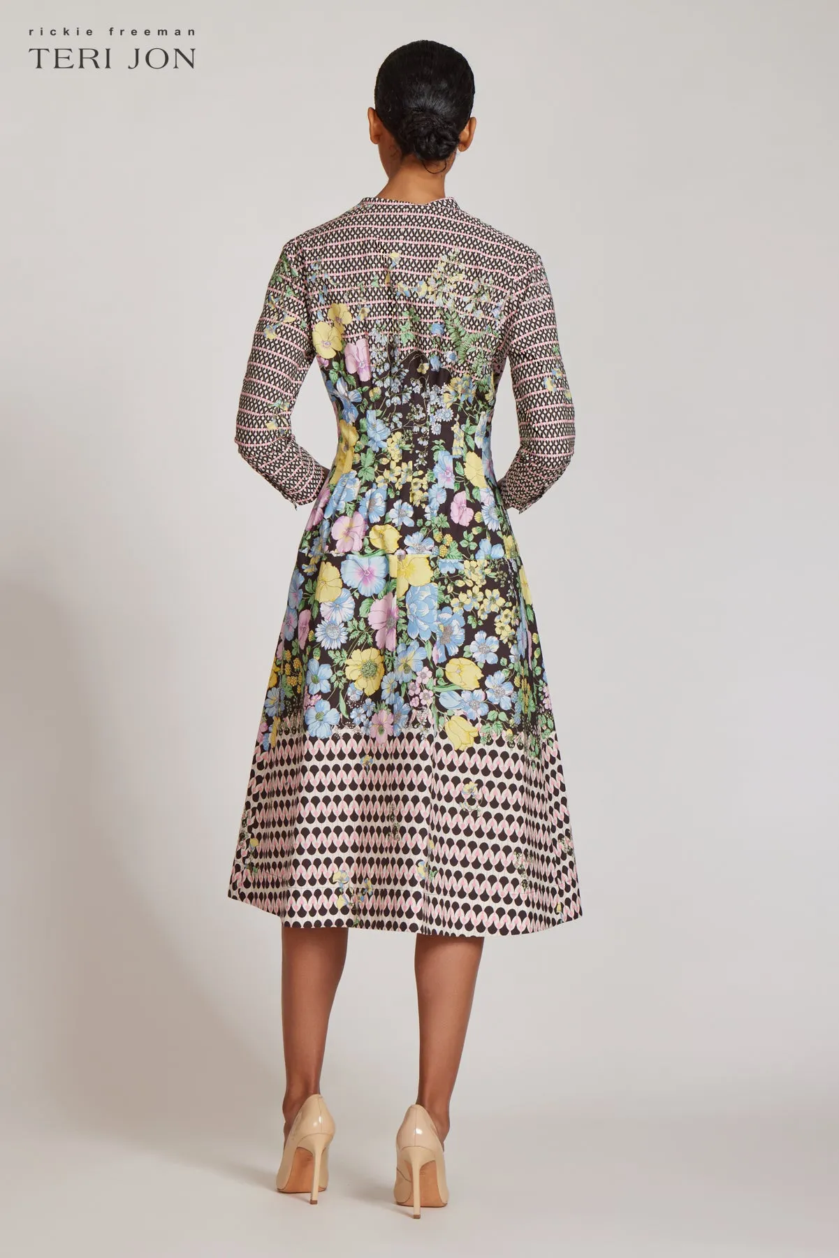 Cotton Floral Border Print Dress sold by Teri Jon product image thumbnail 4