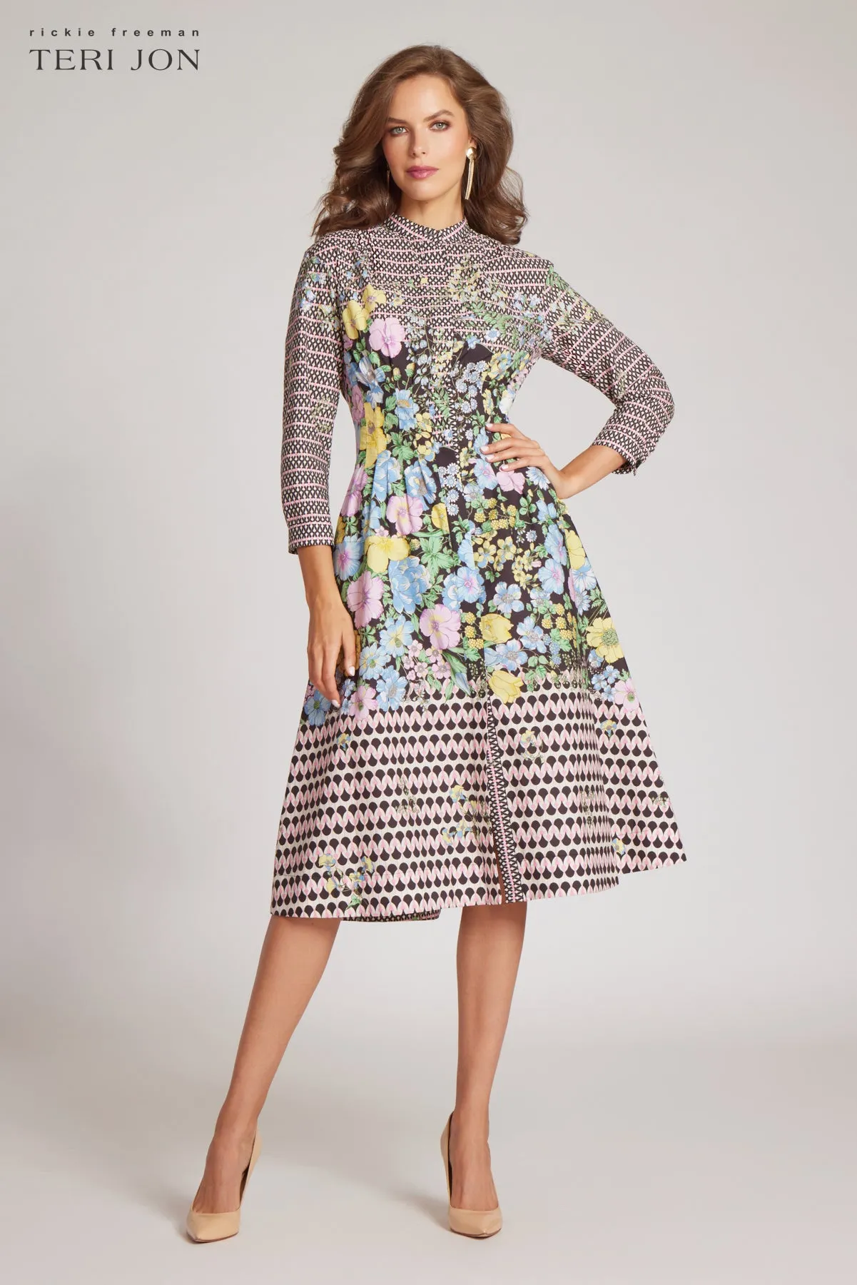 Cotton Floral Border Print Dress sold by Teri Jon