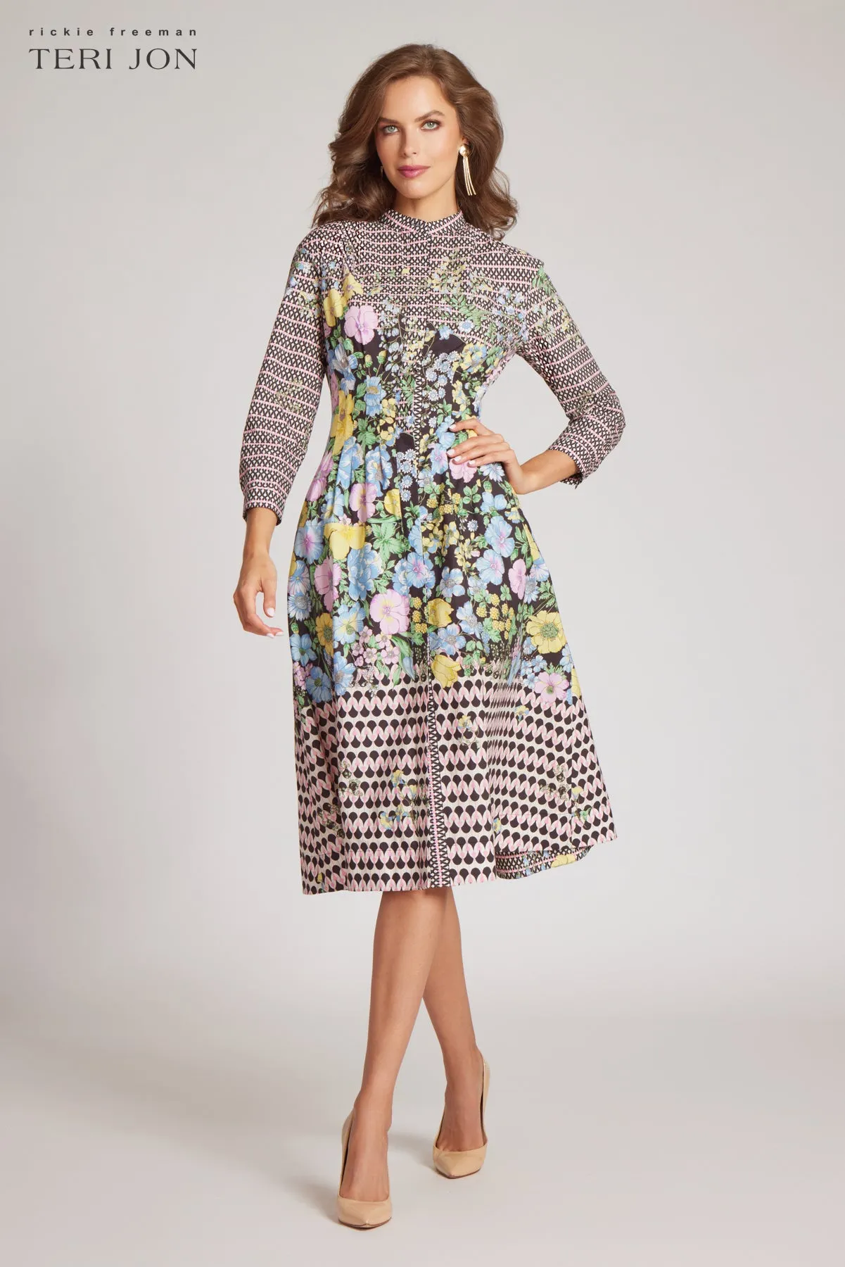 Cotton Floral Border Print Dress sold by Teri Jon product image thumbnail 2