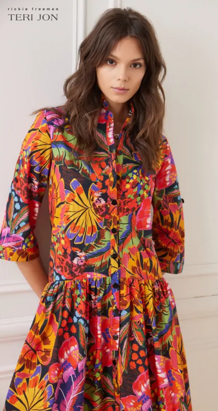 Floral Print Drop Pleat Dress sold by Teri Jon
