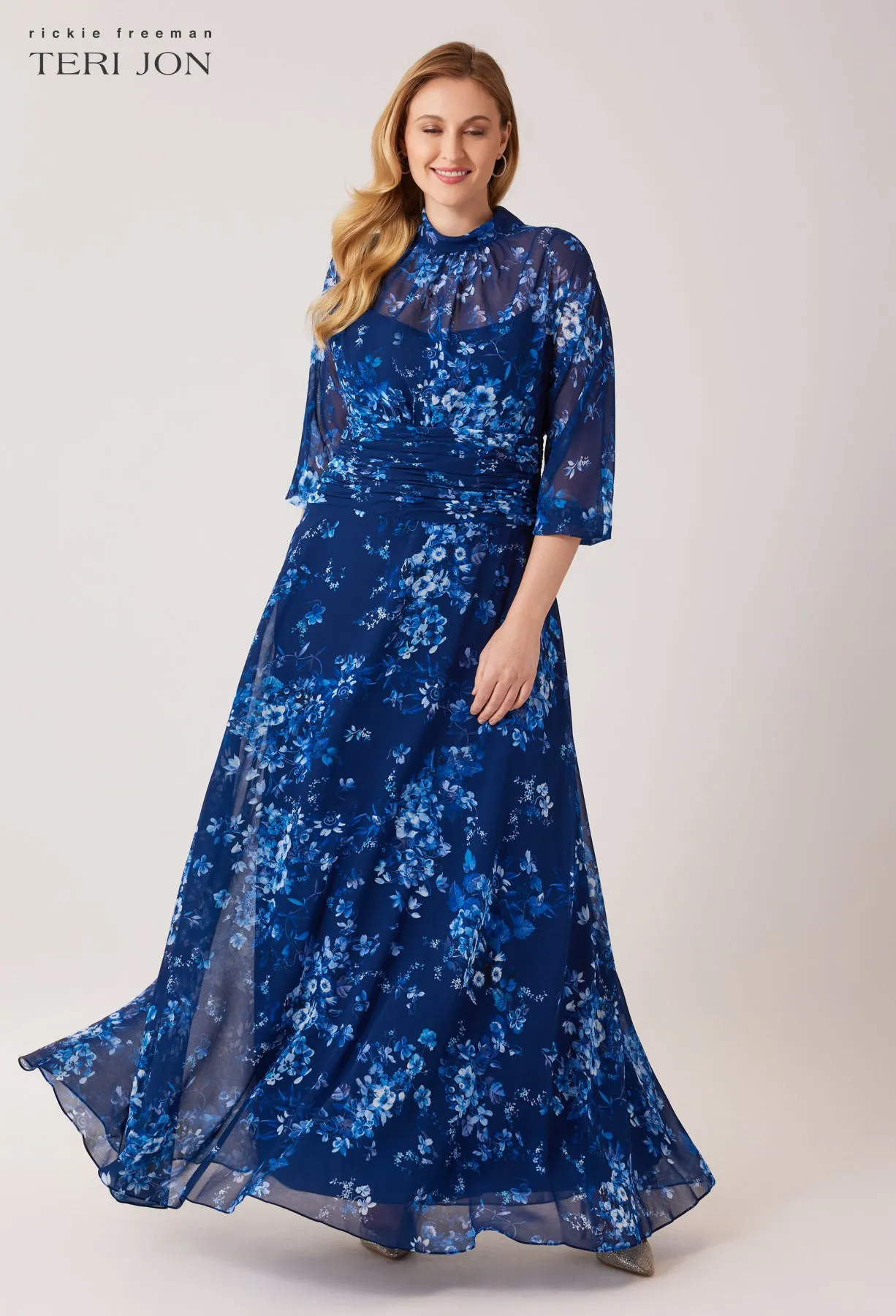 Mock Neck Chiffon Gown sold by Teri Jon product image thumbnail 2