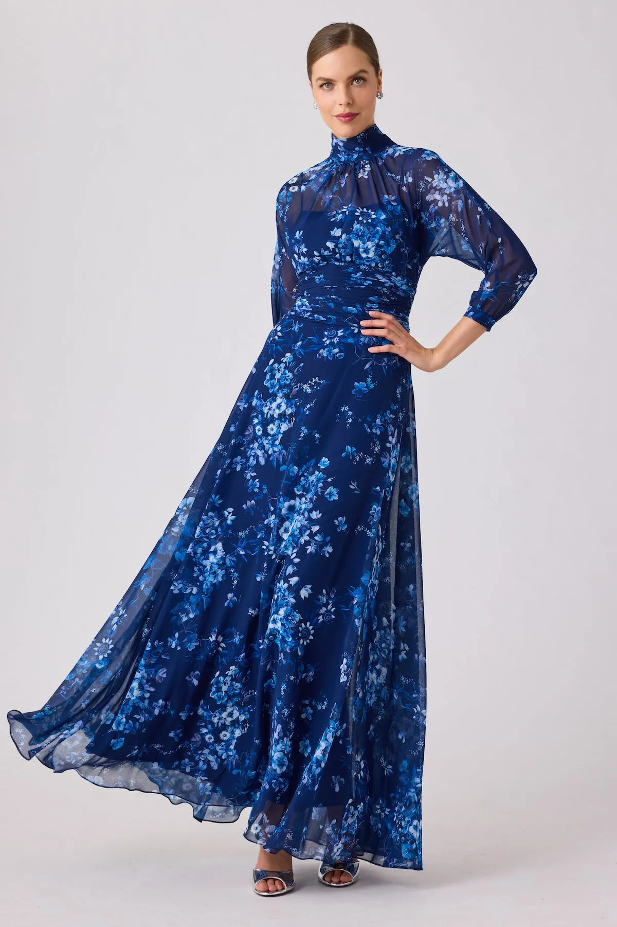 Mock Neck Chiffon Gown sold by Teri Jon