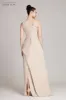 One Shoulder Stretch Jacquard Asymmetrical Gown sold by Teri Jon