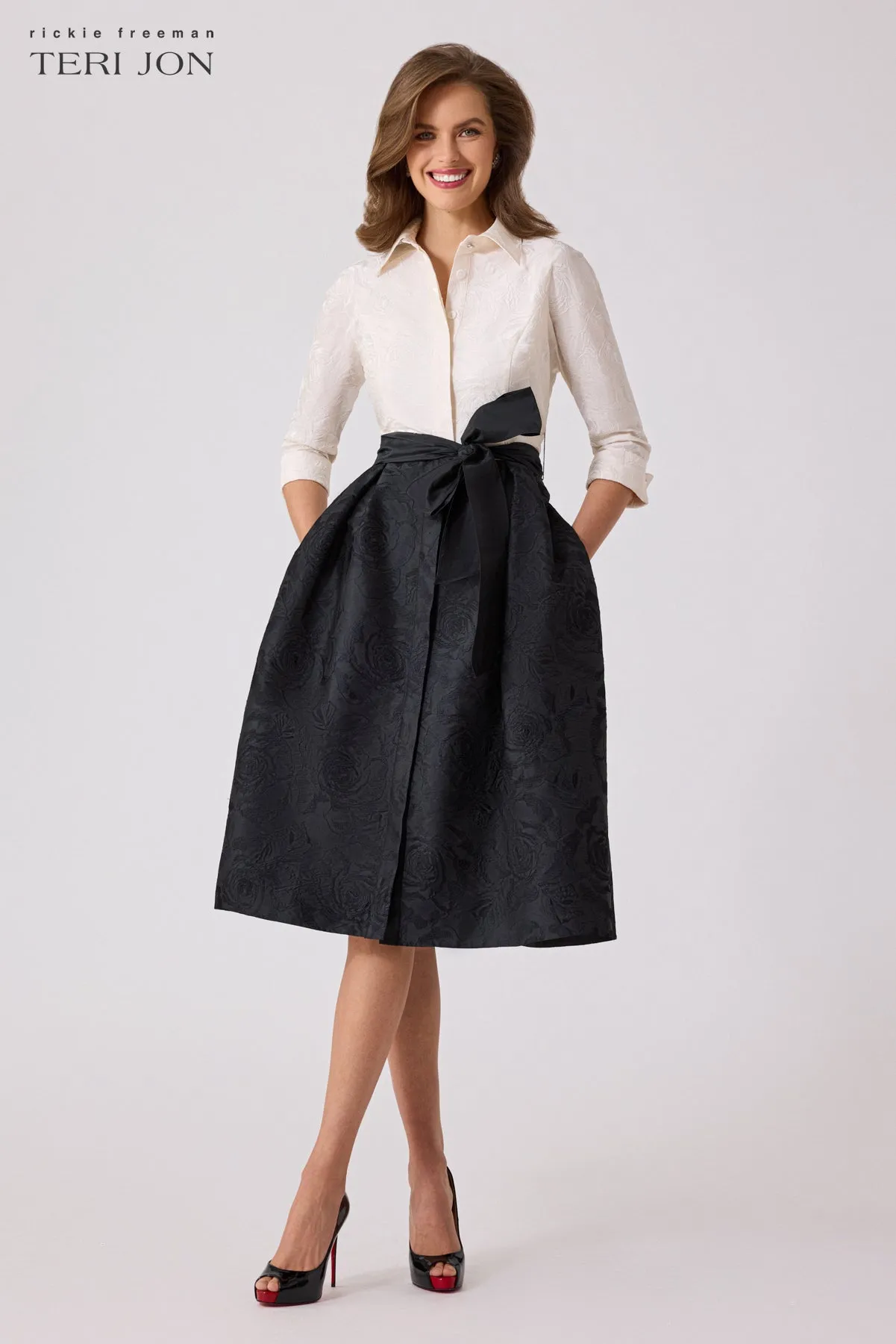 Floral Embroidered Taffeta Dress sold by Teri Jon product image thumbnail 4