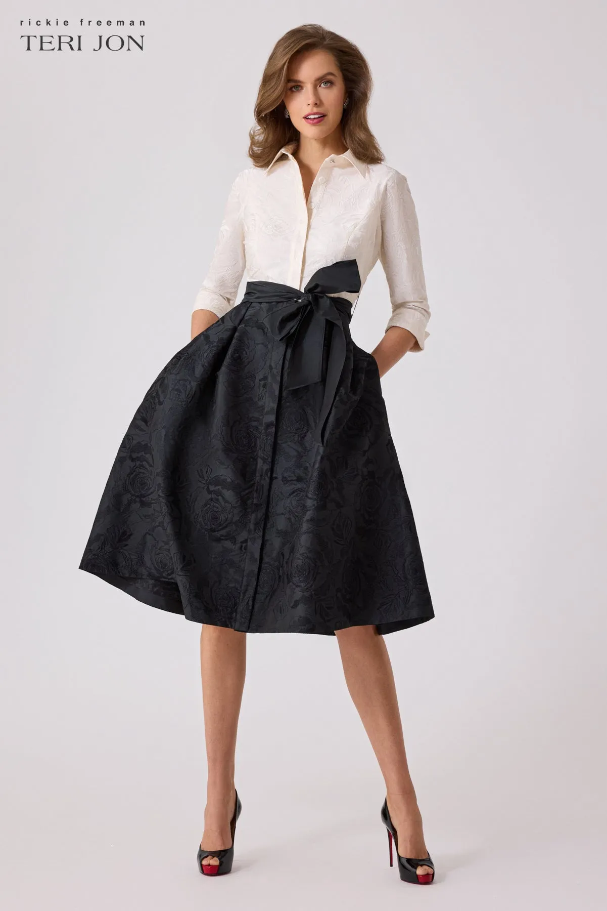 Floral Embroidered Taffeta Dress sold by Teri Jon product image thumbnail 2