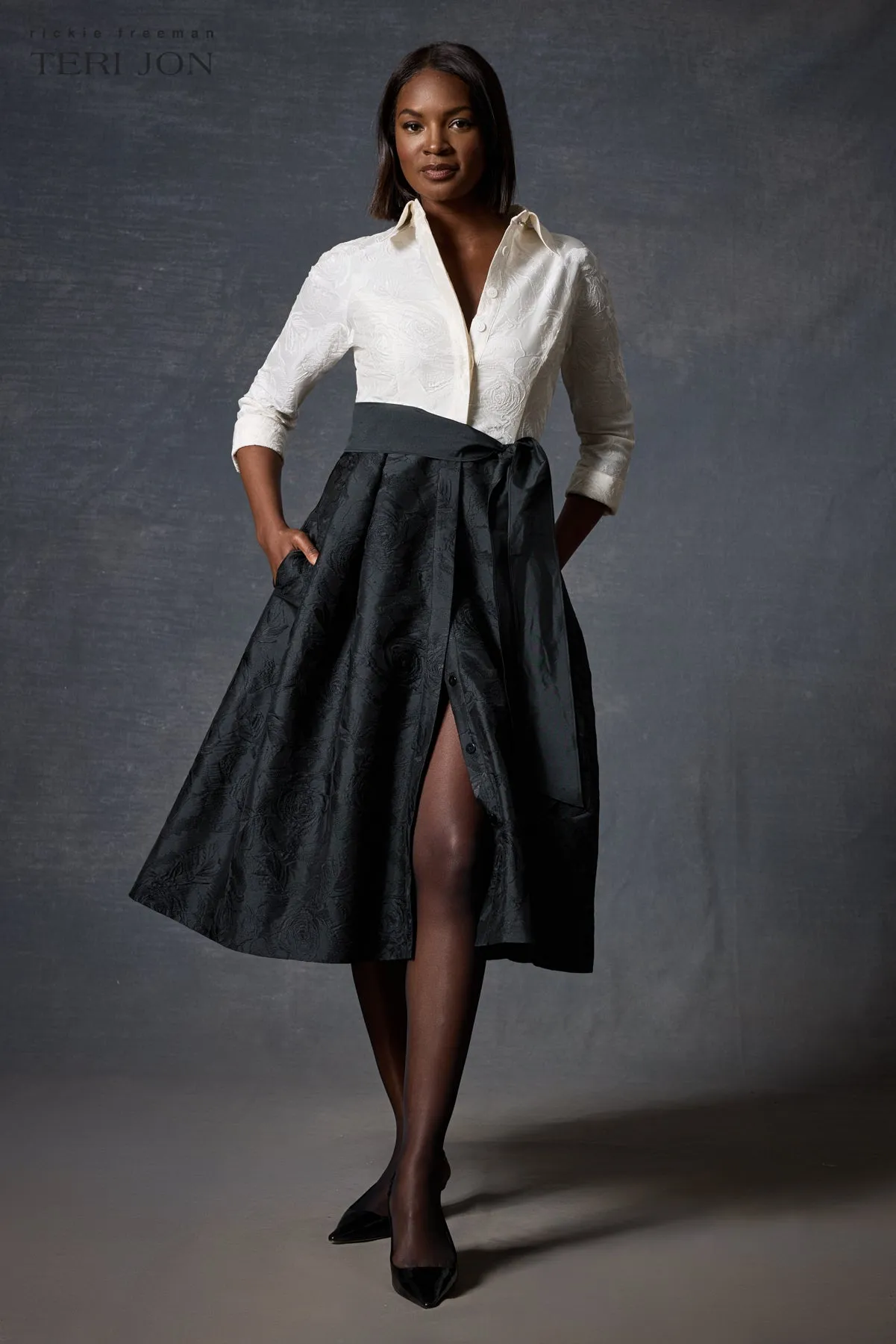 Floral Embroidered Taffeta Dress sold by Teri Jon product image thumbnail 5