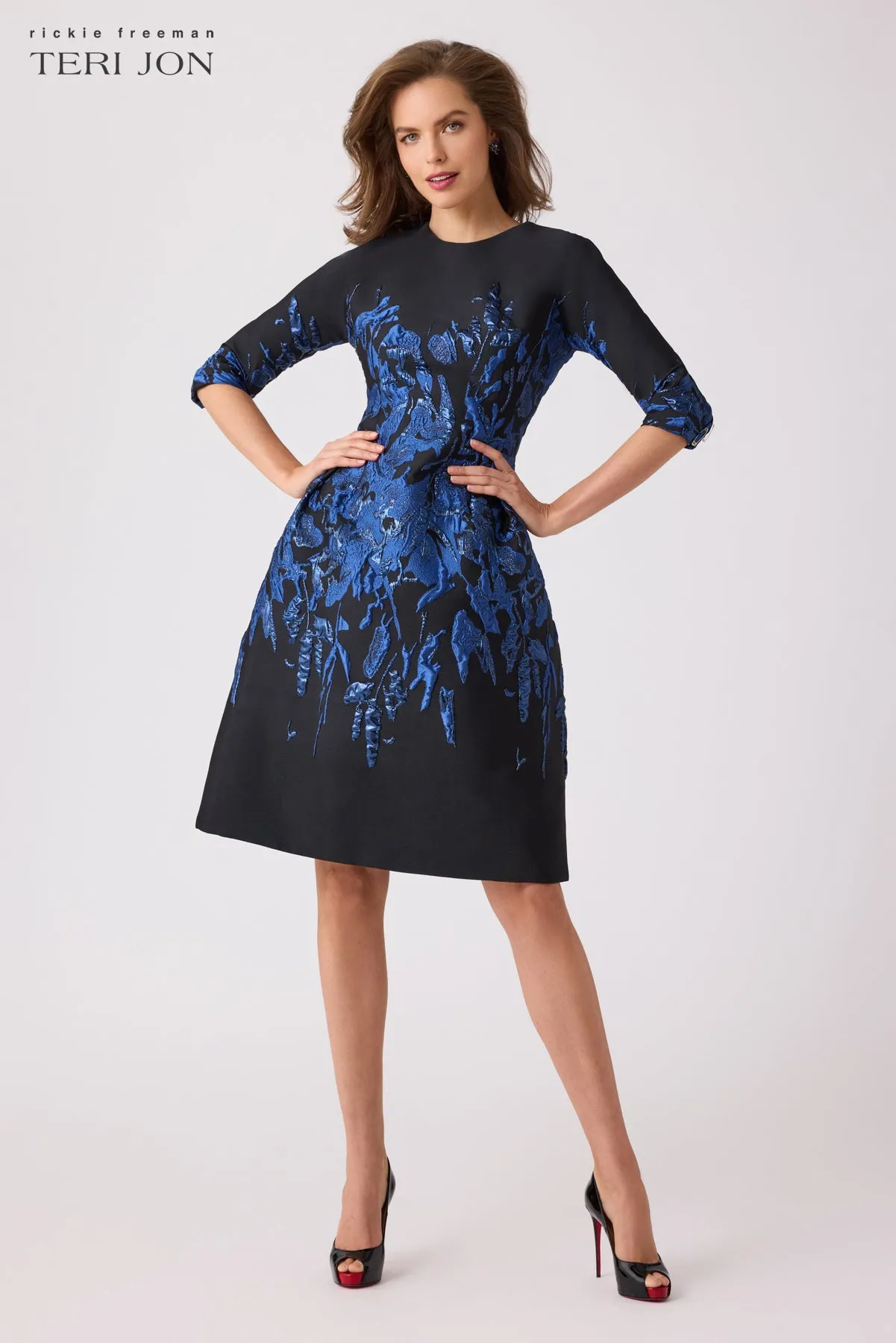 Jacquard Fit And Flare Cocktail Dress sold by Teri Jon product image thumbnail 2