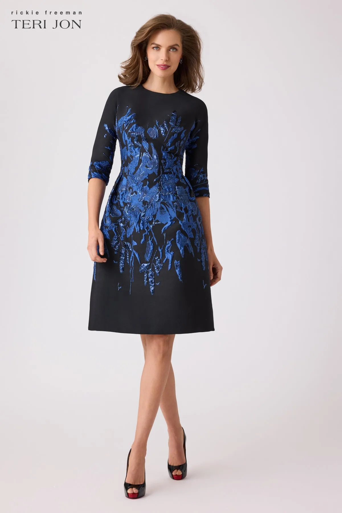 Jacquard Fit And Flare Cocktail Dress sold by Teri Jon product image thumbnail 3