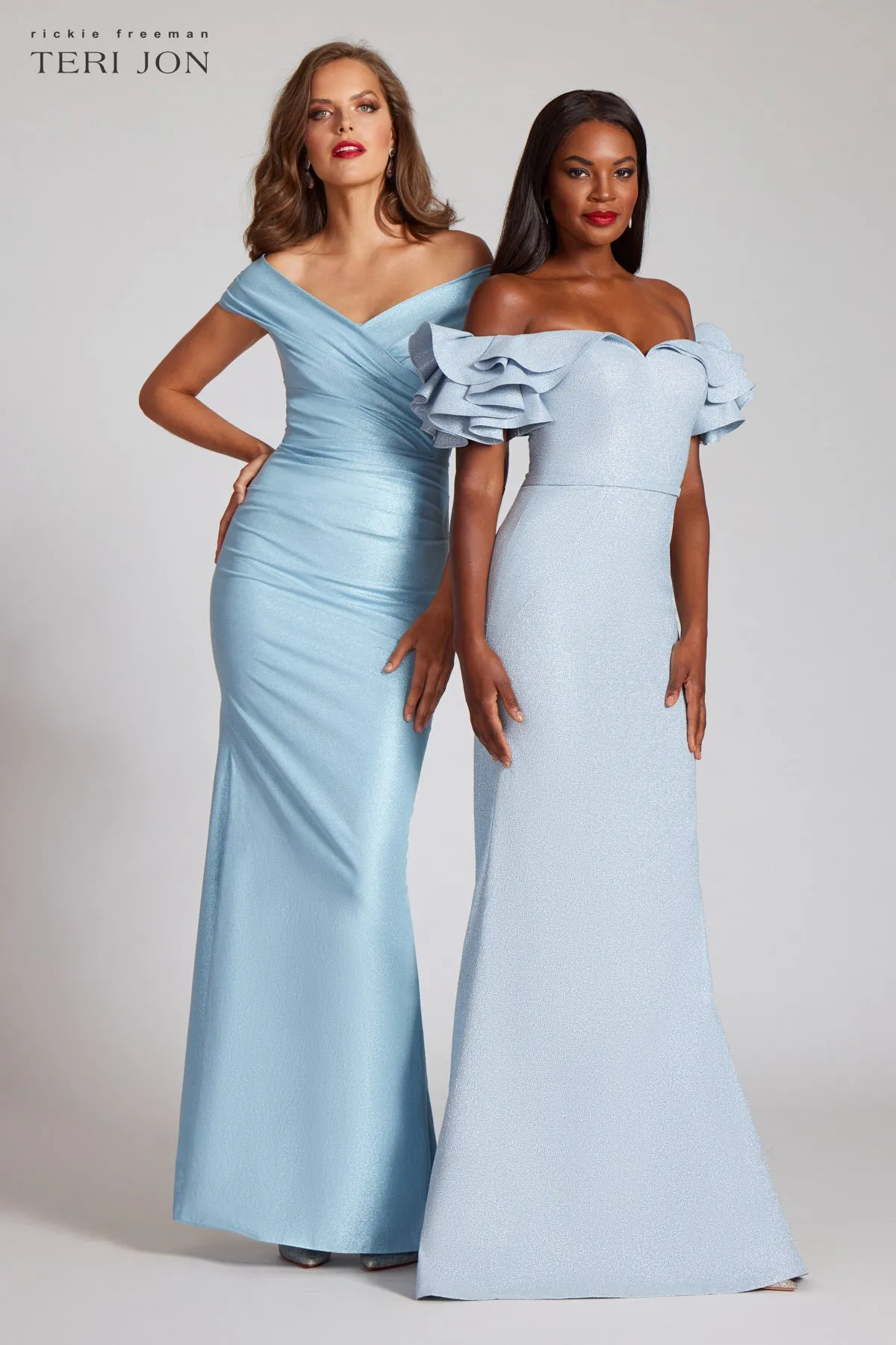Stretch Metallic Taffeta Off The Shoulder Gown sold by Teri Jon product image thumbnail 4