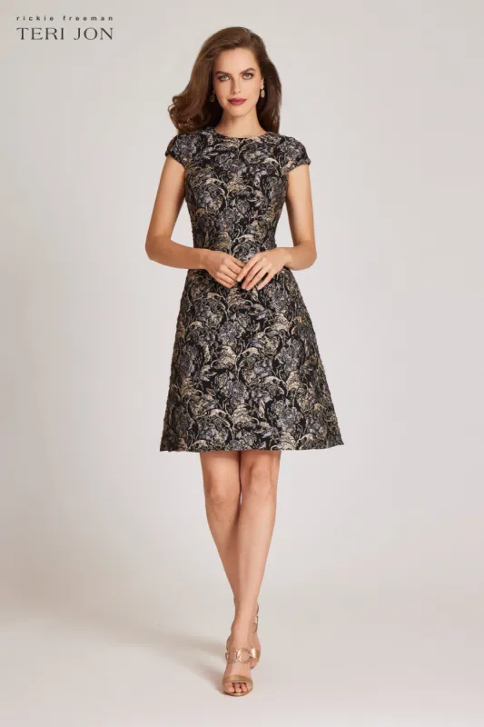 Textured Jacquard Fit And Flare Dress sold by Teri Jon
