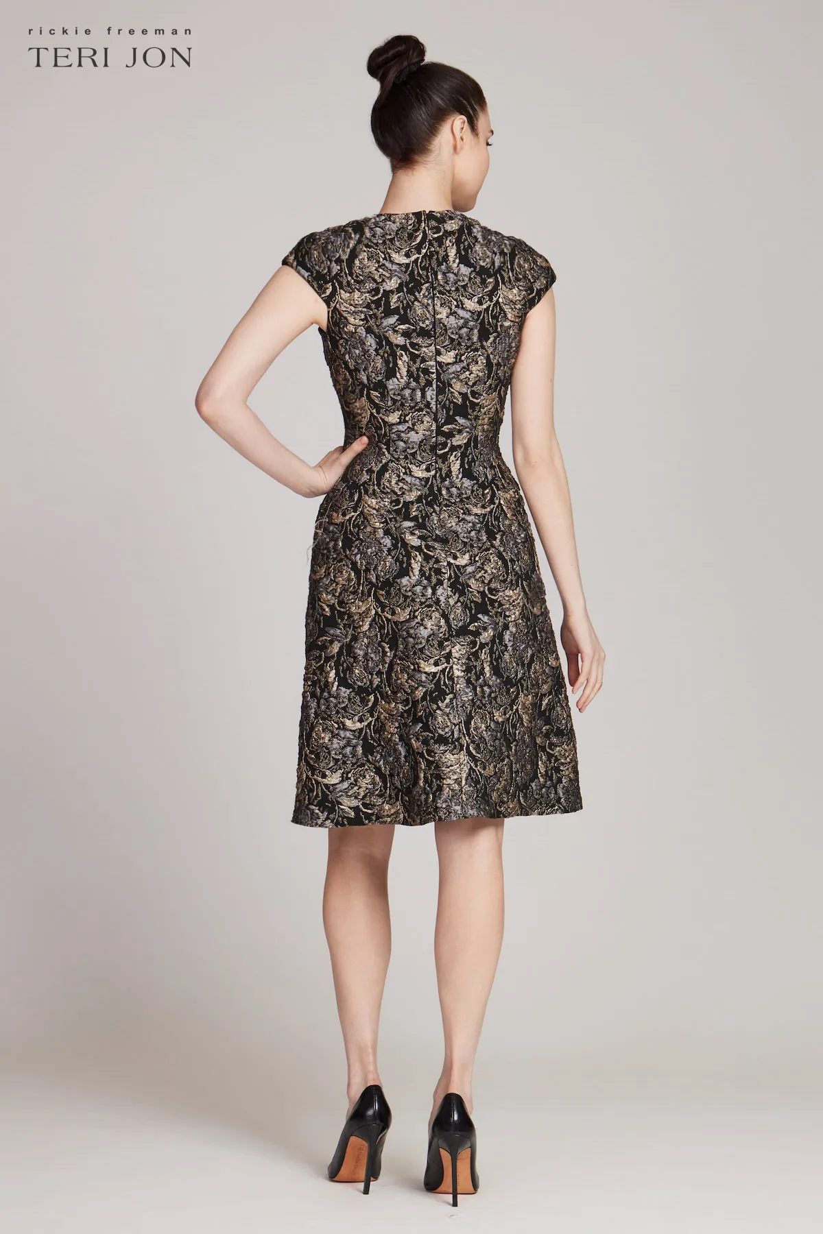 Textured Jacquard Fit And Flare Dress sold by Teri Jon product image thumbnail 4