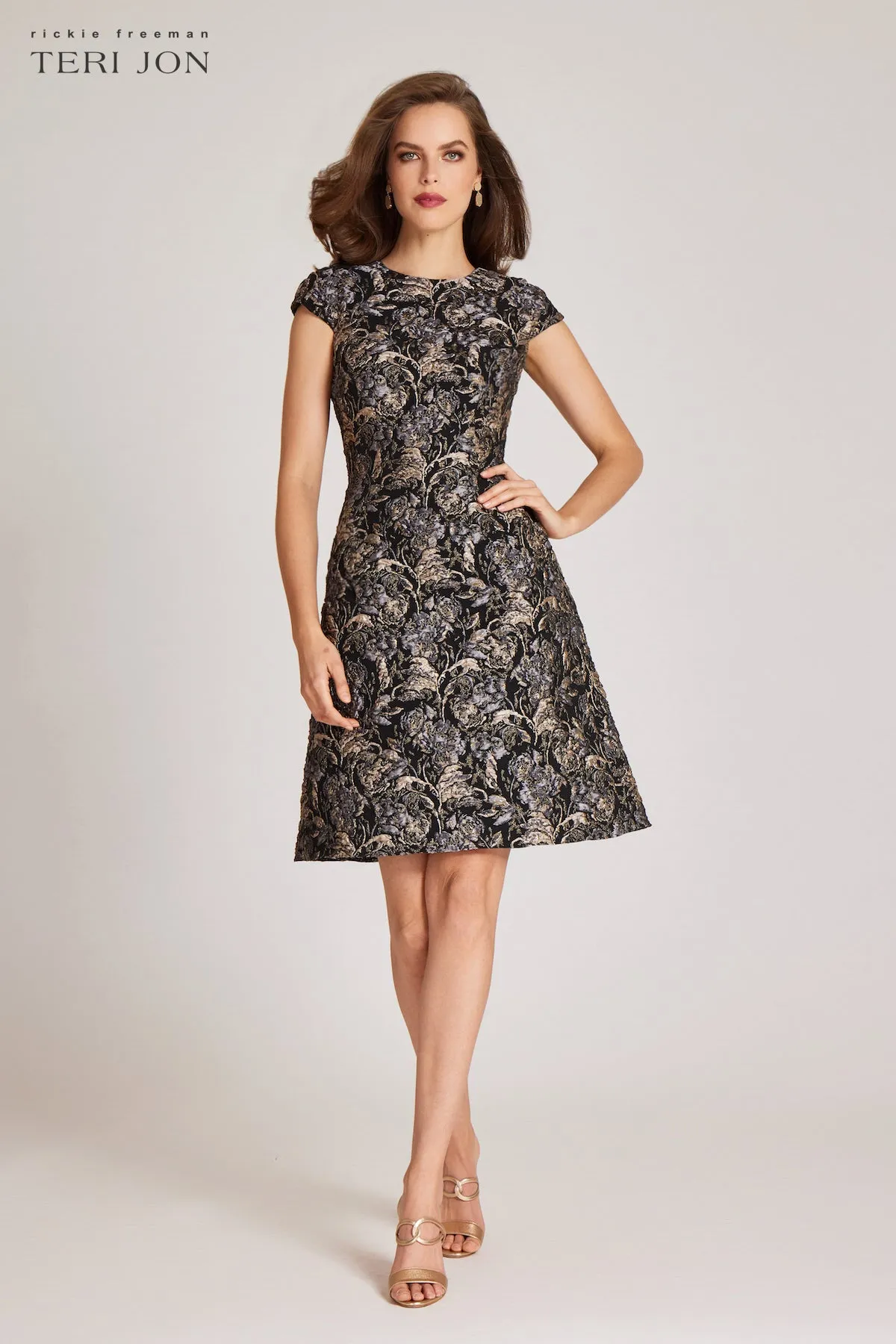 Textured Jacquard Fit And Flare Dress sold by Teri Jon product image thumbnail 2