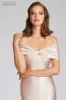 Metallic Jacquard Twist Bodice Off The Shoulder Gown sold by Teri Jon