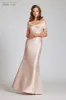 Metallic Jacquard Twist Bodice Off The Shoulder Gown sold by Teri Jon