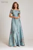Off The Shoulder Metallic Jacquard A-Line Skirt Gown sold by Teri Jon
