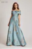 Off The Shoulder Metallic Jacquard A-Line Skirt Gown sold by Teri Jon