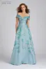 Off The Shoulder Metallic Jacquard A-Line Gown sold by Teri Jon