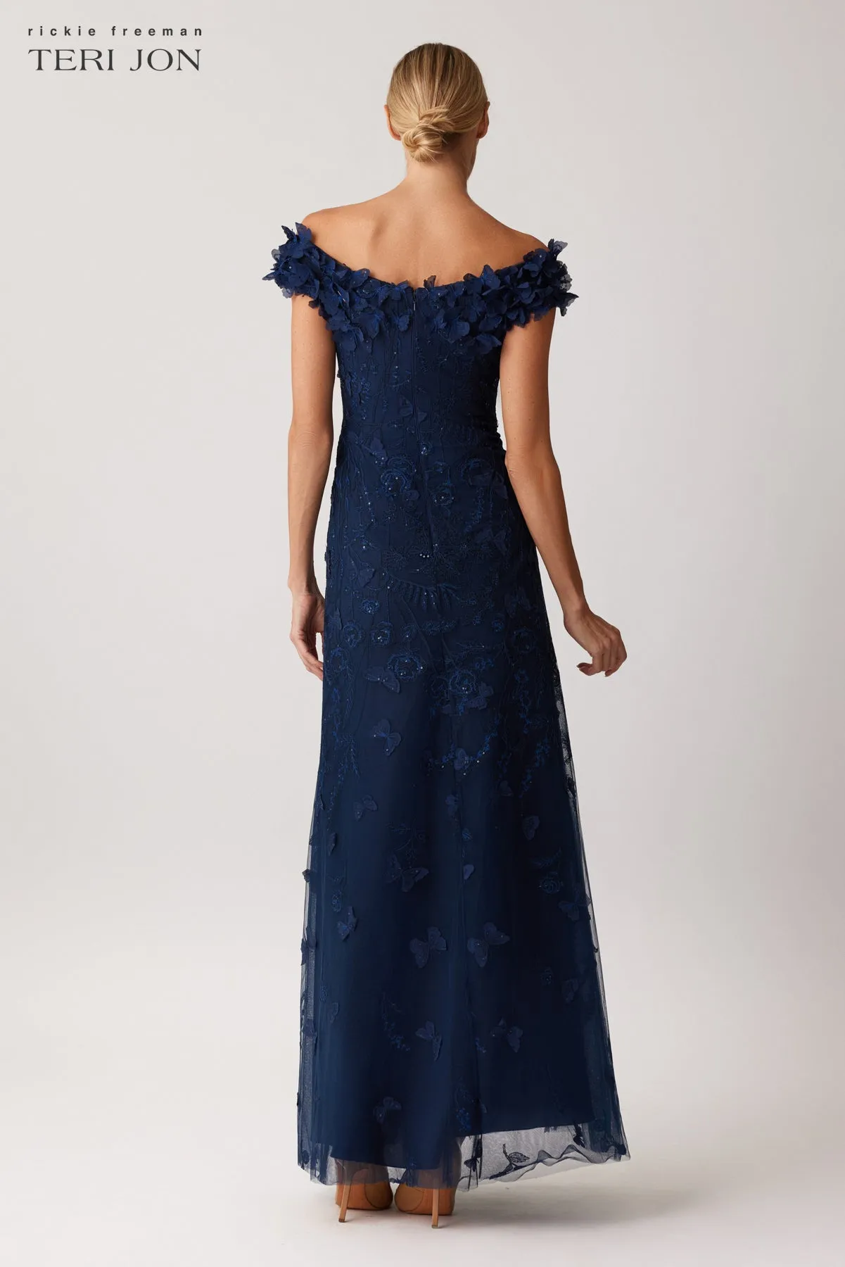 Butterfly Applique 3D Lace And Tule Gown sold by Teri Jon product image thumbnail 3