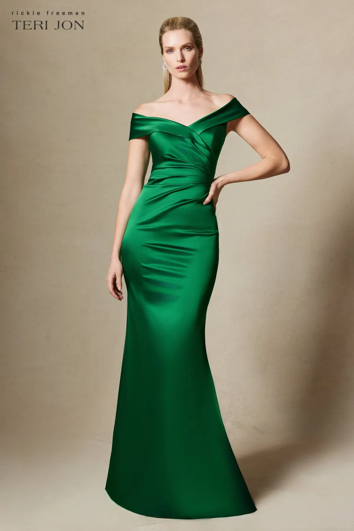 Off Shoulder Portrait Stretch Evening Gown sold by Teri Jon product image thumbnail 3