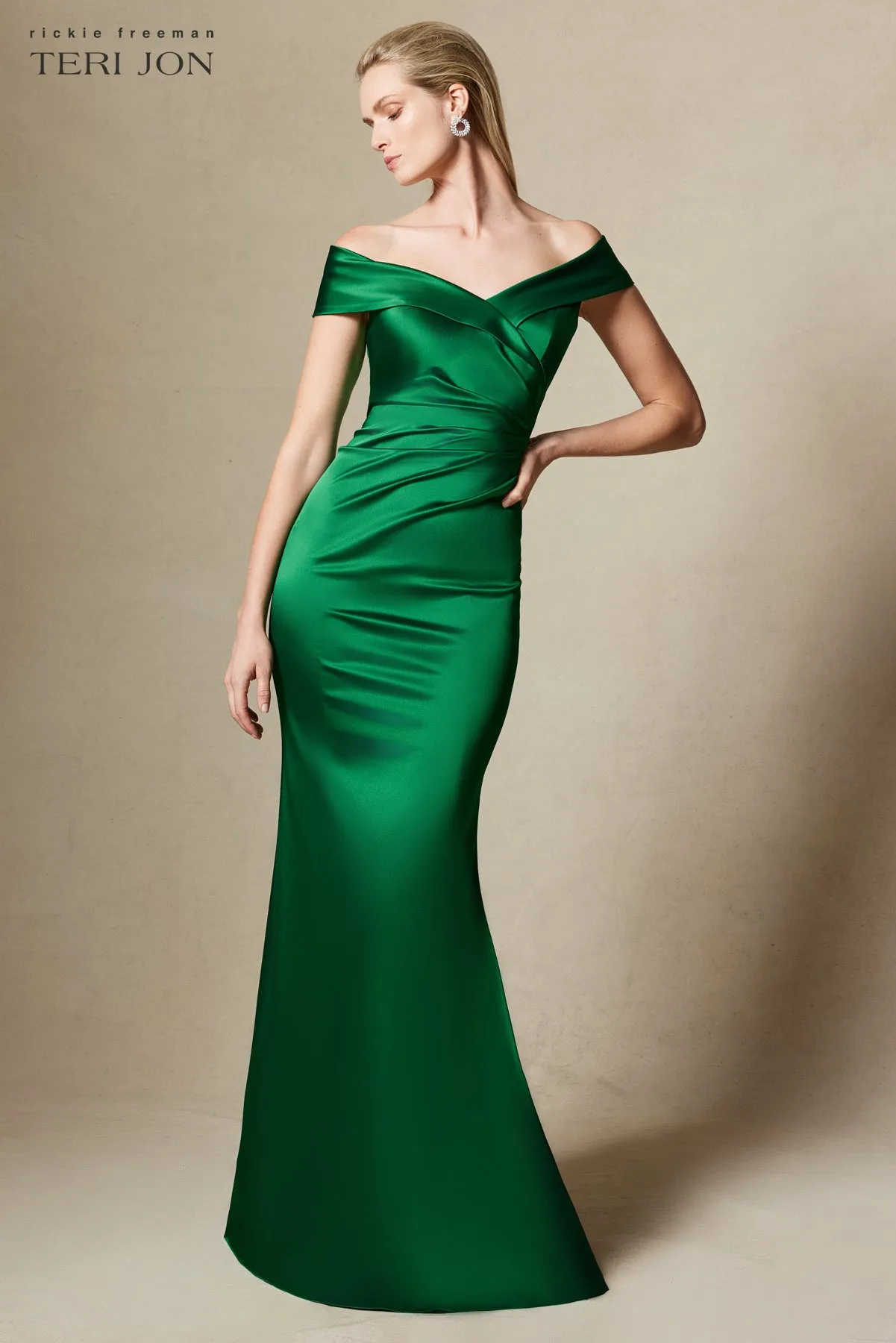 Off Shoulder Portrait Stretch Evening Gown sold by Teri Jon product image thumbnail 4