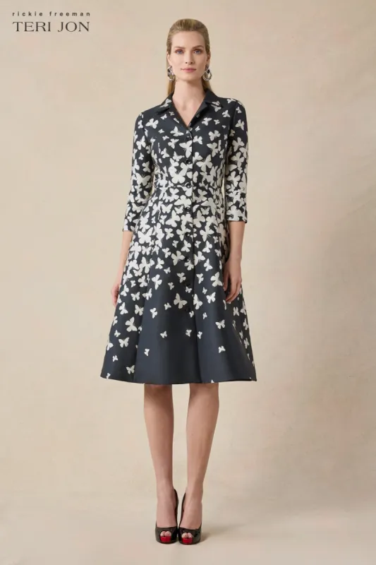 Mikado Butterfly Pattern Coat Dress sold by Teri Jon