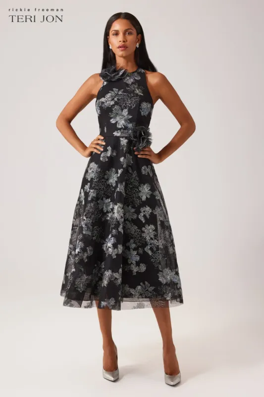 Tulle Metallic Embroidered Dress sold by Teri Jon