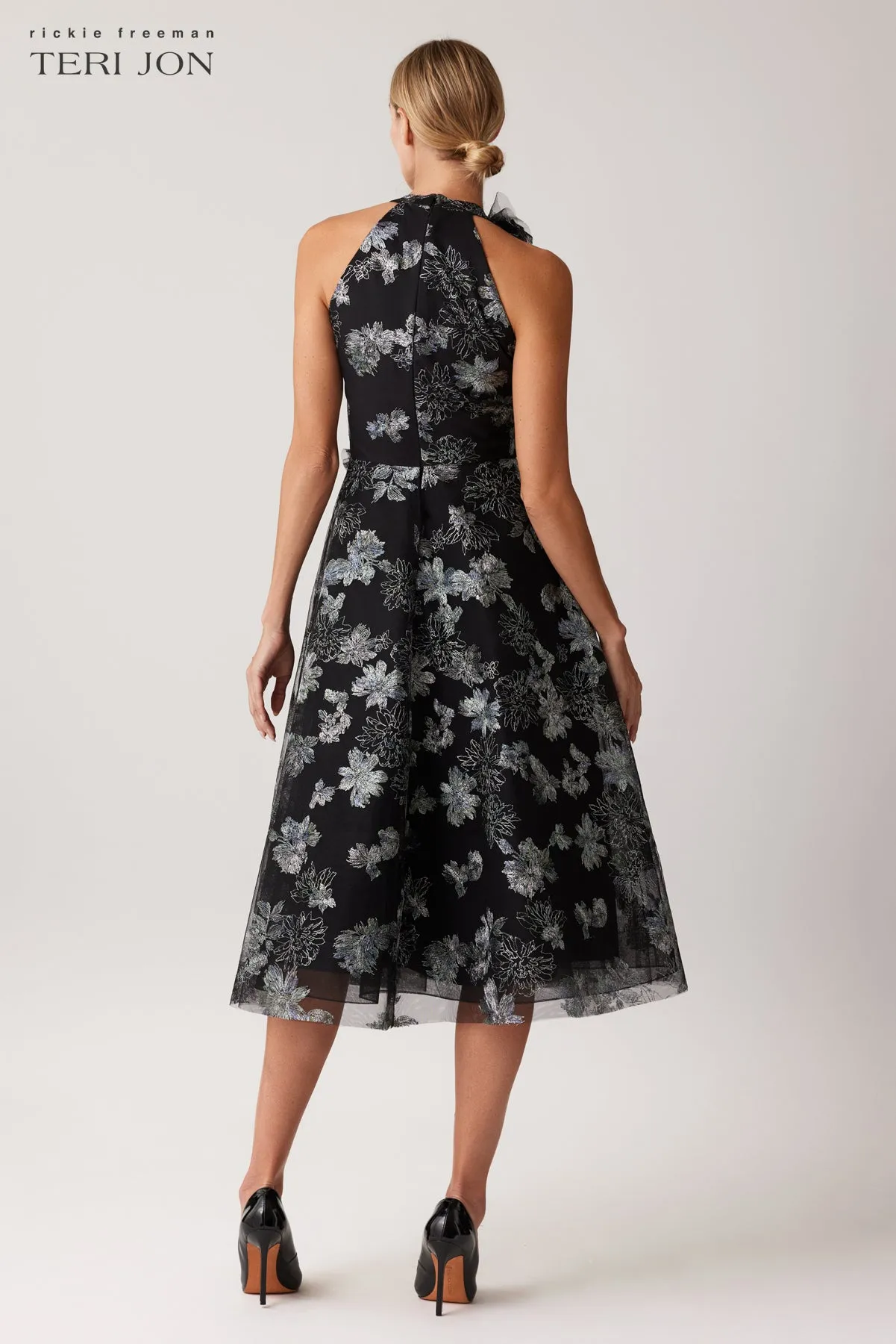 Tulle Metallic Embroidered Dress sold by Teri Jon product image thumbnail 3
