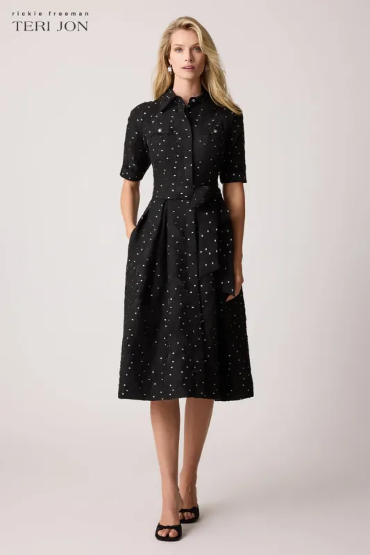 Polka Dot Short Sleeve Shirt Dress sold by Teri Jon