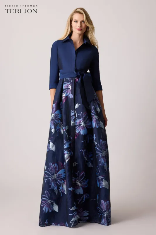 Taffeta Textured Floral Organza Gown sold by Teri Jon