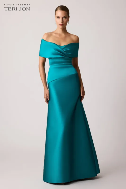Stretch Mikado Off Shoulder Ruched Gown sold by Teri Jon