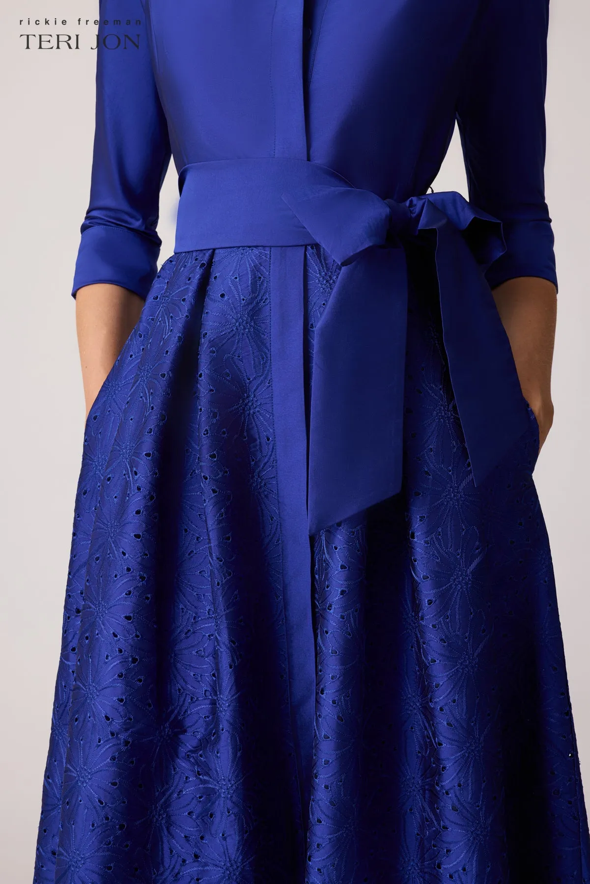 Taffeta Eyelet Shirt Waist Gown sold by Teri Jon product image thumbnail 3