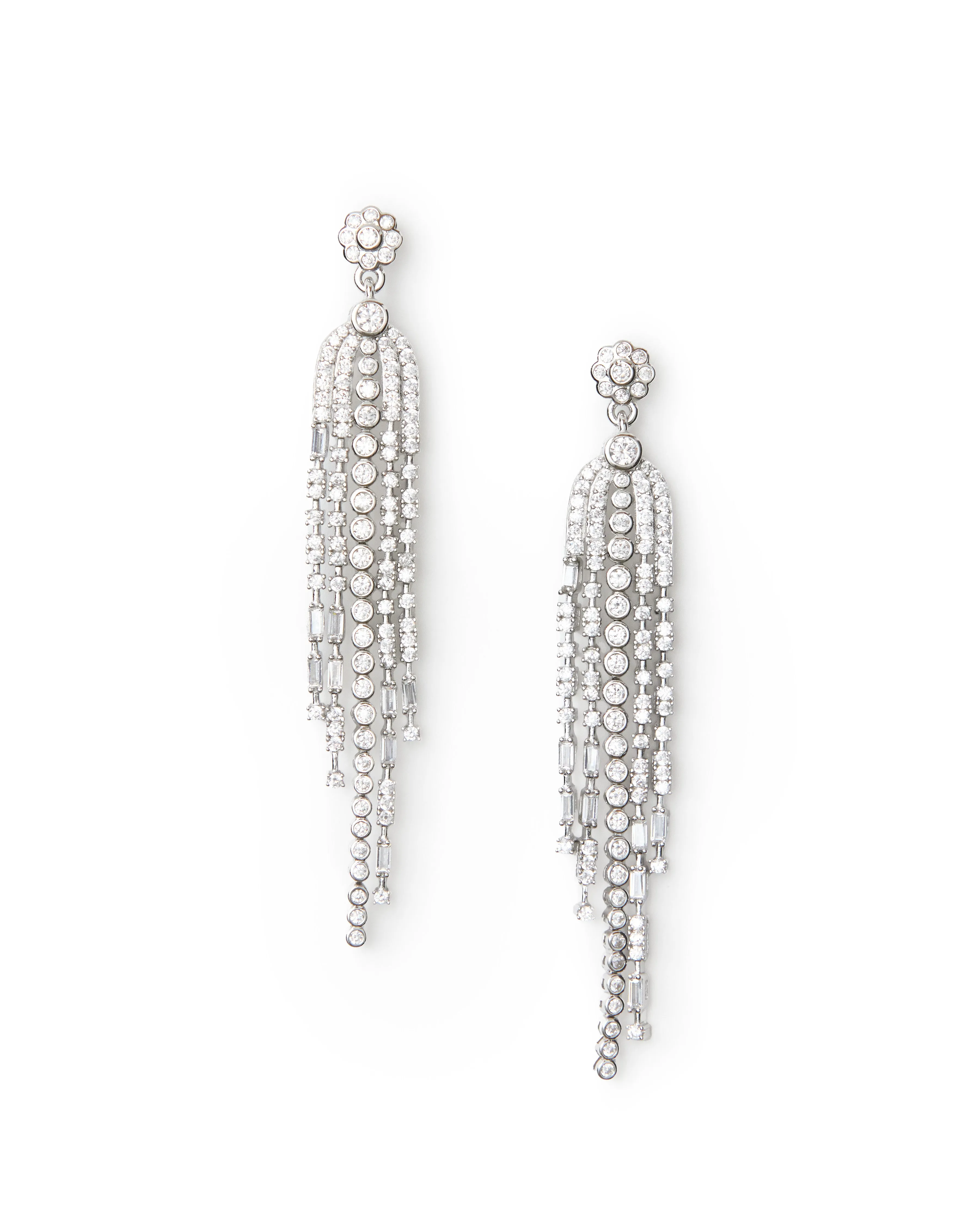 Draped Rhinestone Tassel Earrings sold by Teri Jon