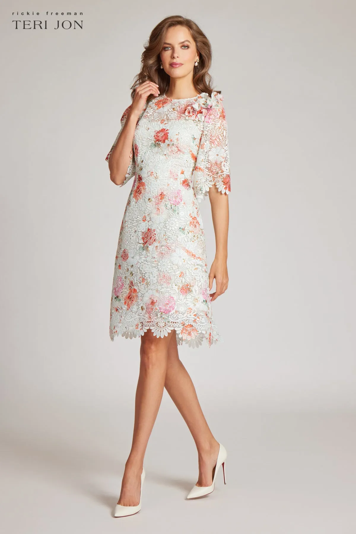 Printed Lace Dress sold by Teri Jon