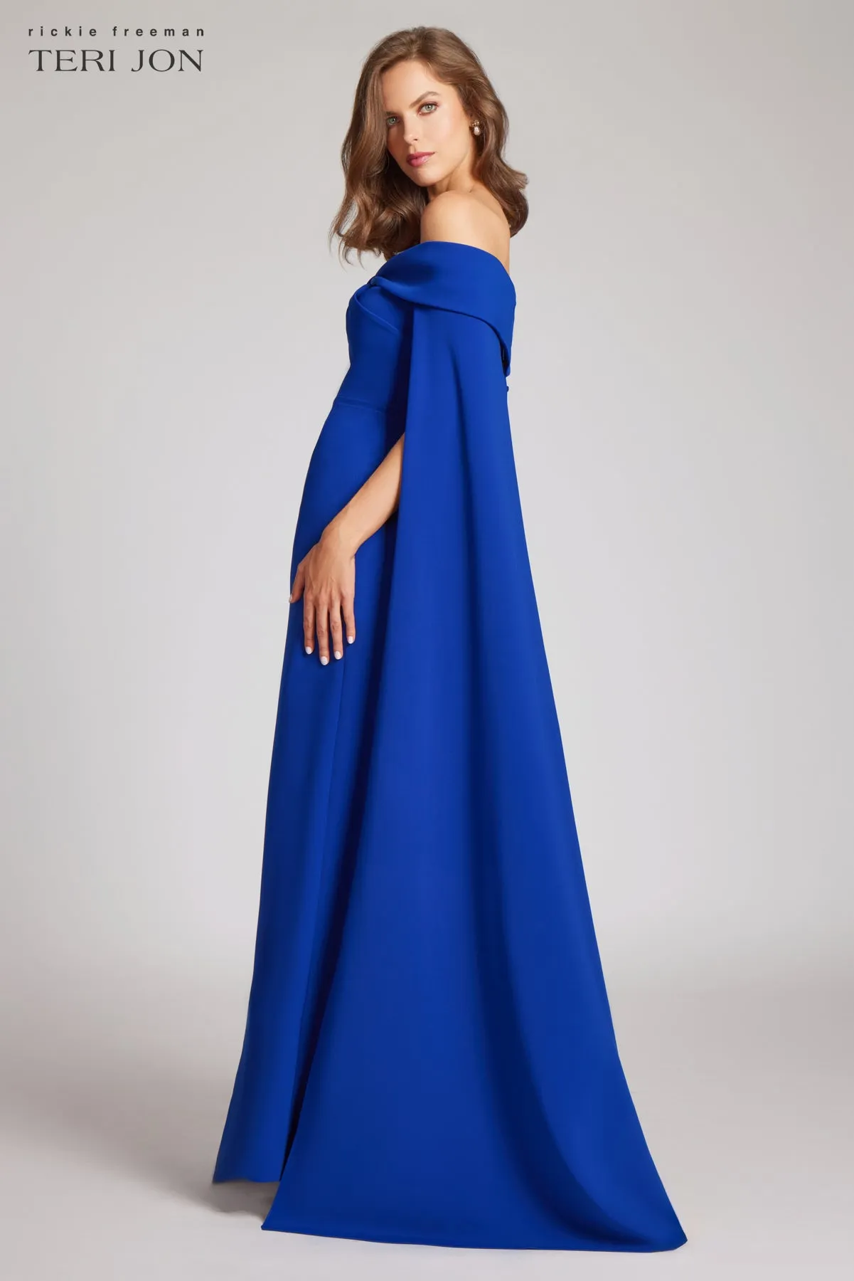 Off the Shoulder Crepe Twist Gown sold by Teri Jon product image thumbnail 5