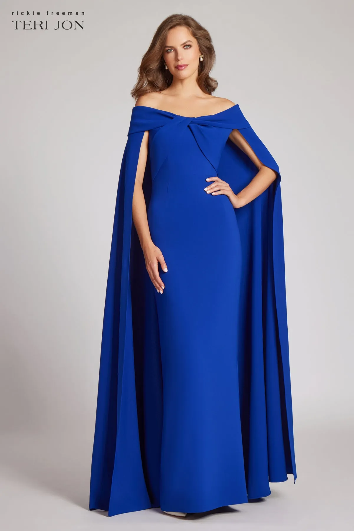 Off the Shoulder Crepe Twist Gown sold by Teri Jon product image thumbnail 3