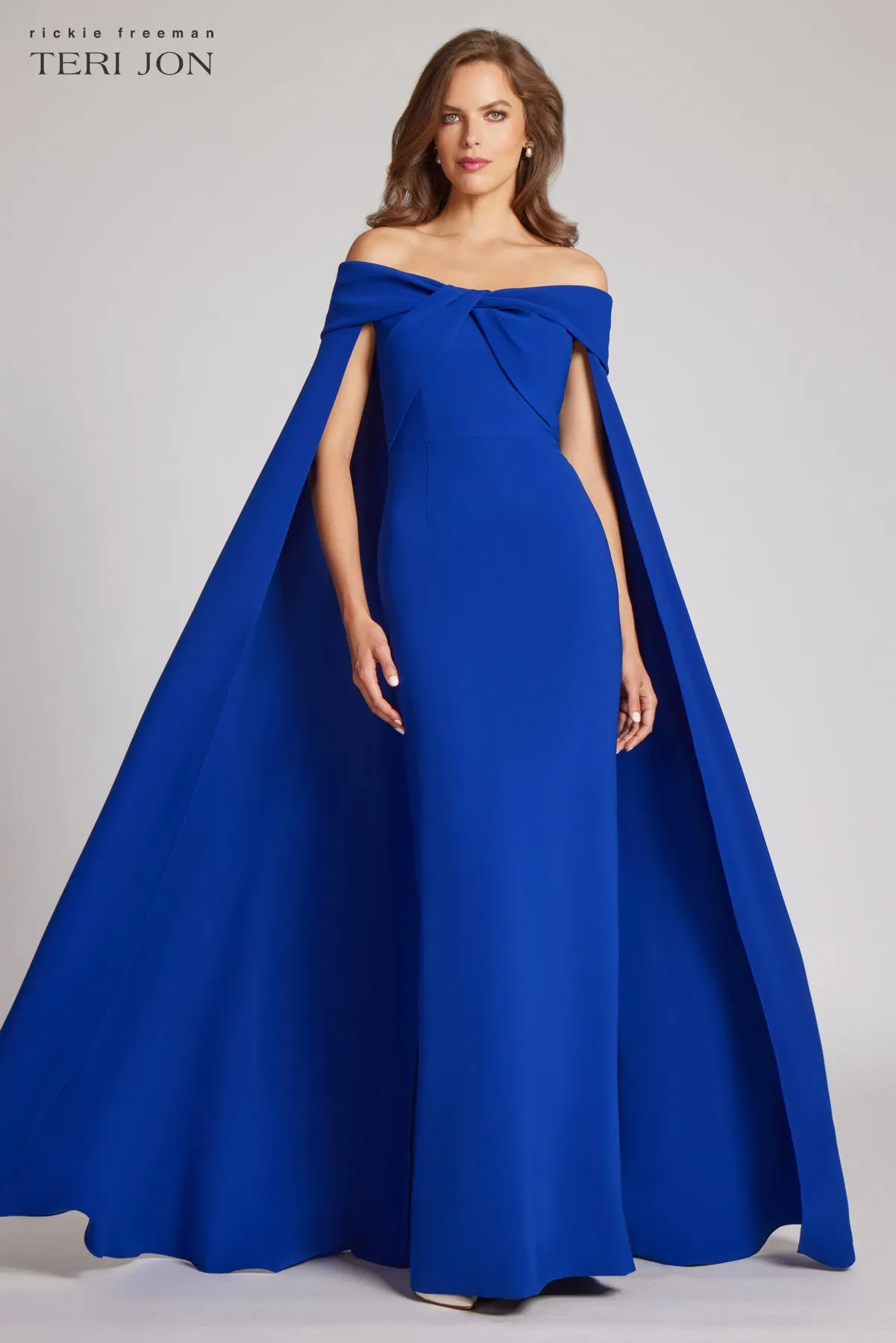 Off the Shoulder Crepe Twist Gown sold by Teri Jon product image thumbnail 2