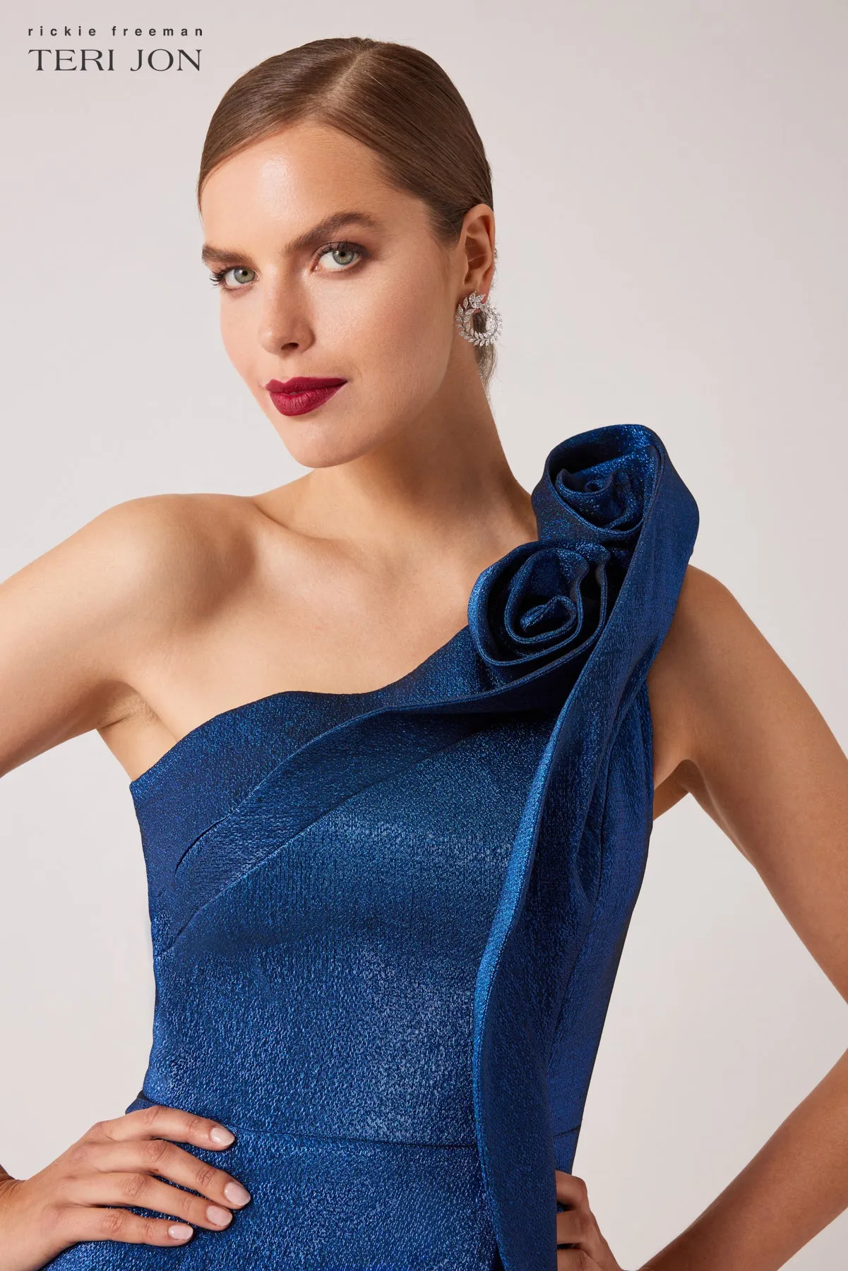 Sparkle Jacquard Stretch Gown sold by Teri Jon product image thumbnail 3