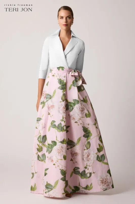Taffeta Floral Print Shirt Dress sold by Teri Jon