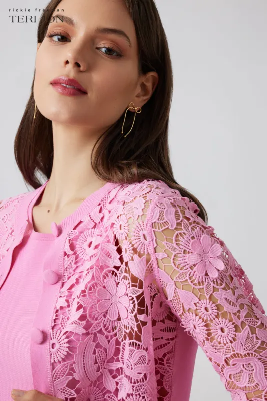 Eyelet Lace Knit Cardigan made by Teri Jon