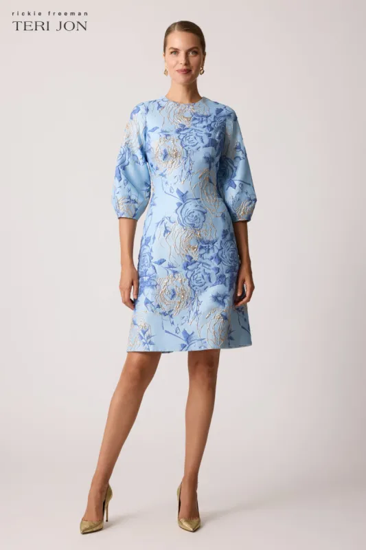 Jacquard Elbow Sleeve Fit And Flare Dress sold by Teri Jon
