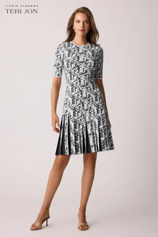 Double Knit Print Box Pleat Hem Dress made by Teri Jon