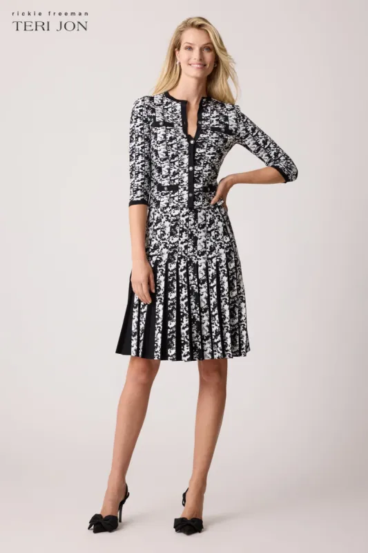Double Knit Printed Box Pleat Skirt sold by Teri Jon