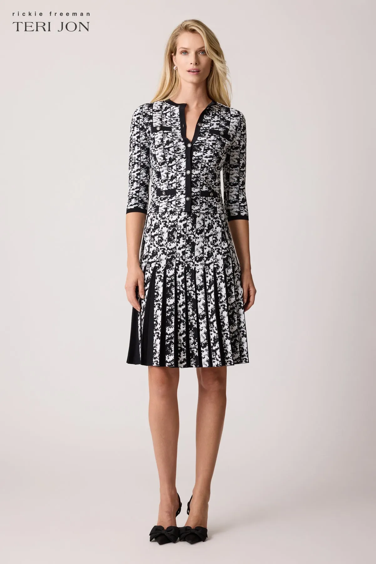 Double Knit Printed Box Pleat Skirt sold by Teri Jon product image thumbnail 2