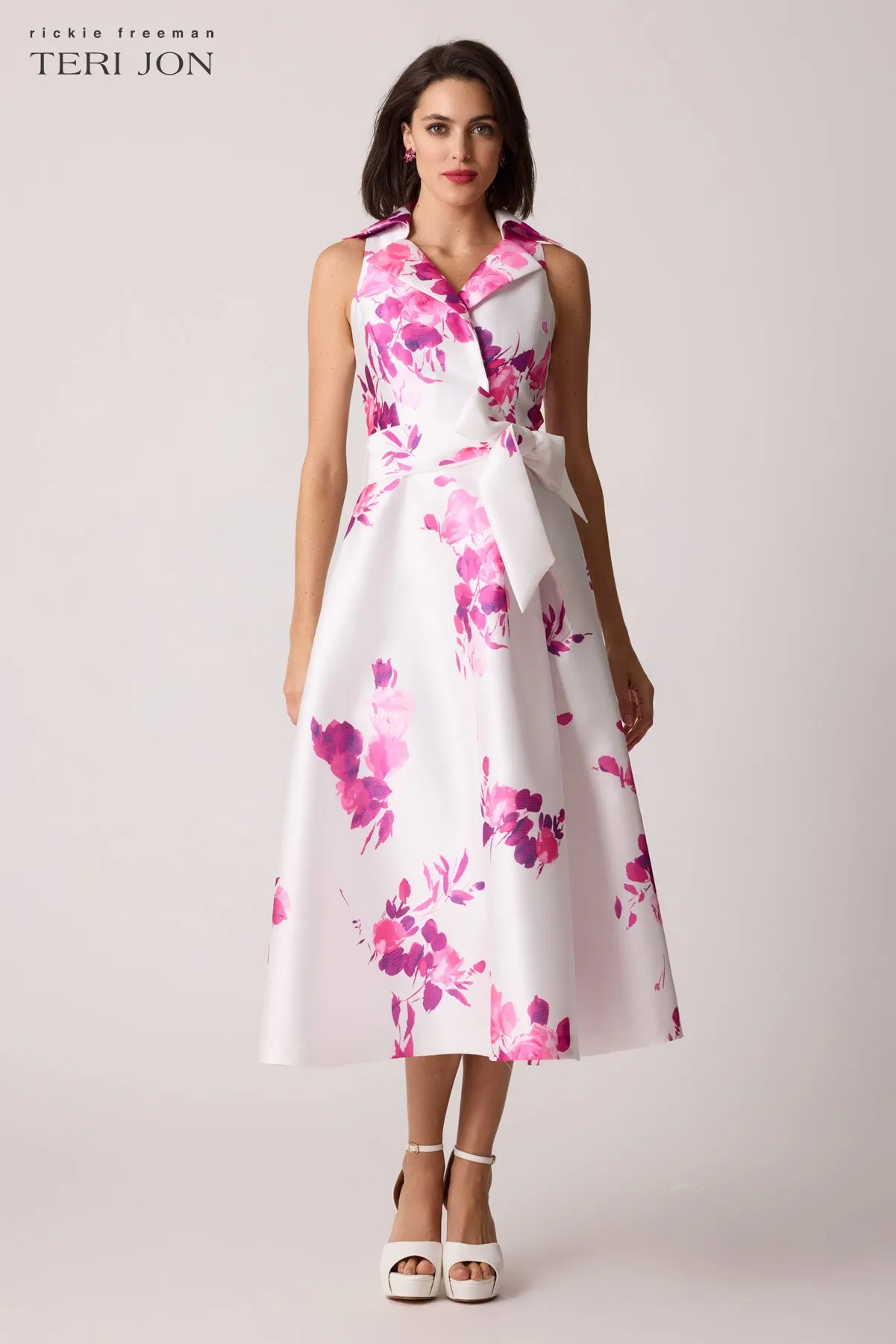 Mikado Floral Shirtwaist Sleeveless Dress sold by Teri Jon product image thumbnail 3