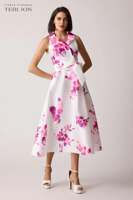 Mikado Floral Shirtwaist Sleeveless Dress sold by Teri Jon