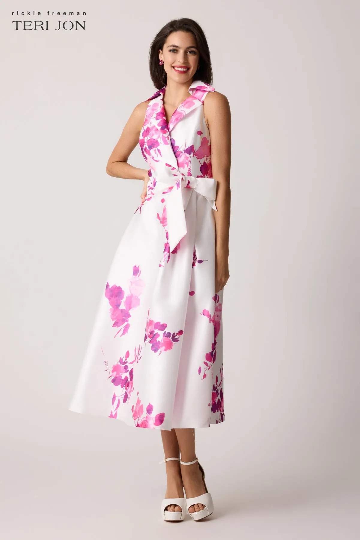 Mikado Floral Shirtwaist Sleeveless Dress sold by Teri Jon product image thumbnail 2